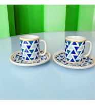 WPAWZ Abate Porselen 4 Parça 2'li Kahve Fincan Takımı 100 Ml Klasik