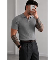 Premium Fitilli Triko Polo Yaka Erkek Old Money T-Shirt