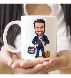 Kişiye Özel Tamir İşleri Seven Erkek Karikatürlü Kupa Bardak
