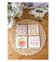 Atölye Yılbaşı Temalı Renkli Bardak Altlığı 4’lü Set Doğal Taş Traverten (10x10 cm)