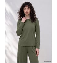 LCW Petite Haki Bisiklet Yaka Kadın Tişört
