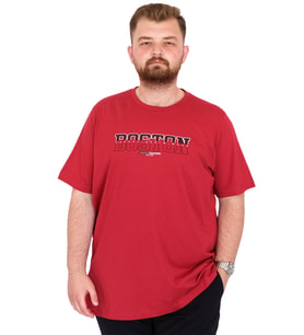 Mode XL Büyük Beden Erkek T-Shirt Bisiklet Yaka BOSTON U25037 Bordo