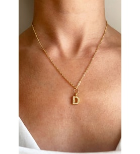 D Harfli Gold Zincir Kolye