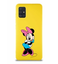 Samsung Galaxy M31S Soft Premier Kapak Minnie Mouse-D Tasarımlı Silikon Kılıf - Sarı (Şeffaf)