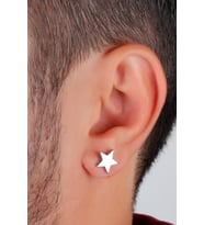 Yıldız Model Gümüş Erkek Küpe