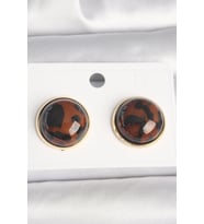 Pirinç Gold Renk 3D Daire Leopar Model Kadın Küpe - TJ-BKP10347