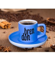 BK Gift Kişiye Özel İsimli Mat Mavi Renk Türk Kahvesi Fincanı-1 Renkli Türk Kahvesi Fincanı, Arkadaşa Hediye, Anneye Hediye, Kahve Fincanı