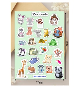 Hayvan Dostu Etiketleri Sevimli Hayvanlar Zoobuds Defter Çıkartması Hediyelik Sticker Seti - 1 Sayfa