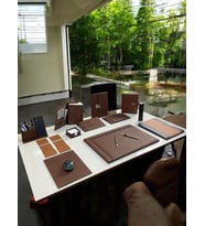 Eren Ofis Kişiye Özel İsimli Komple Deri Lüx Ofis Aksesuar Seti  OFİS HEDİYESİ (Taba)