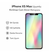 iPhone XS Max Uyumlu Kırılmaz Cam Ekran Koruyucu 9H Temperli Cam HD Şeffaf (Beyaz)
