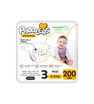 Paddlers Protection Bebek Bezi 3 Numara Midi (4-9 Kg) 200 Adet – Ekstra Jumbo Set, Maksimum Koruma