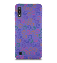 Samsung Galaxy M10 Uyumlu Lansman Kılıf Hello Kitty Tasarımlı İçi Kadife Kapak-Mor (Şeffaf)