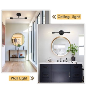 RİOLİGHT MODERN SİYAH 2XE27 DUYLU AYNA ÜSTÜ METAL DUVAR APLİK NOT:1ADET FİYATIDIR