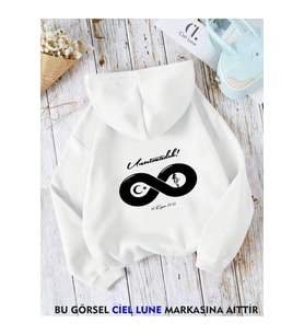 Unisex 10 Kasım Unutmadık Baskılı Oversize Baskılı Kapşonlu Sweatshirt 3 Iplik (Beyaz)