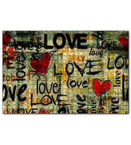 Cakapuzzle Aşk Yazıları ve Kırmızı Kalpler  Puzzle Yapboz MDF (Ahşap) (120 Parça)