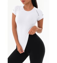 Kadın Nefes Alabilir Yüksek Esnek Kısa Kollu, Yoga Fitness ve Koşu İçin Motivasyonel Tasarım Tişört (Beyaz)
