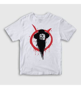 Presmono Unisex Çocuk Beyaz Logo V2 Film V For Vendetta T-Shirt 255749tt