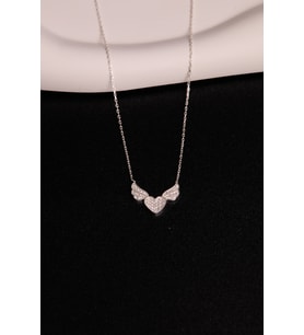 Elika Silver 925 Ayar Melek Kanadı Kalp Model Kolye