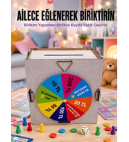 Şans Çarklı Para Biriktirme Kutusu Eğlenceli Tasarruf Challenge Ahşap Hedef Kumbarası