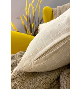 4'lü Handmade Natural %100 Organik Pamuklu 4 Kenar Püsküllü Kare Kırlent Kılıfı Seti