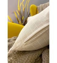 4'lü Handmade Natural %100 Organik Pamuklu 4 Kenar Püsküllü Kare Kırlent Kılıfı Seti
