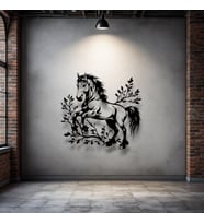 At Figürü Metal Duvar Dekoru – Doğa ve Özgürlük Temalı Modern Sanat Tasarımı (Siyah)
