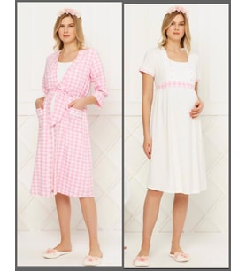 AQUA 21529-21531 Pembe Hamile Lohusa Gecelik Sabahlık Takım