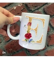 Size Özel E Harfli Seramik Baskılı Kupa Bardaklar