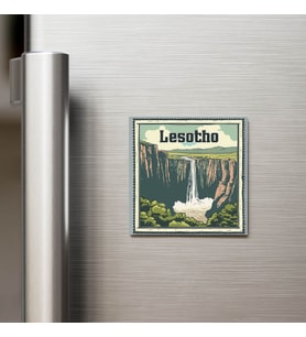 Lesotho Lesotho - Posta Pulu Temalı Ülke - Baskılı Buzdolap Magneti Kare - 9x9 cm