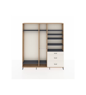 Arges Dolap 9 Raflı 3 Çekmeceli 3 Askılı 220x30x243 Çam-Antrasit/Aytaşı
