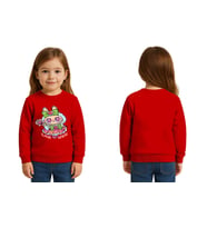 Unisex Labubu Baskılı Çocuk Swaetshirt 3 İplik Şardonlu (Kırmızı)