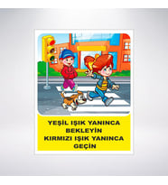 Yeşil ışık yanınca bekle 21x28 Arkası Sticker