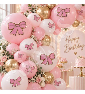 Pembe Gold Fiyonk Balon Süsü 28’li