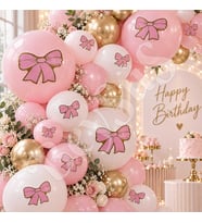 Pembe Gold Fiyonk Balon Süsü 28’li
