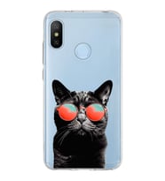 PrintiFy Xiaomi Mi A2 ile Uyumlu 1mm Slim Fit Kedi 3 050d Baskılı Şeffaf  Kılıf