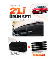 e-biz SKODA FELICIA (1994-2001) Uyumlu Torpido Örtüsü + Tay Tüyü Bagaj Çantası Seti - Siyah - SK006