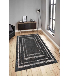 Dijital Baskılı Yıkanabilir Kaymaz Modern Renkli Salon Halısı Mutfak Halısı Yolluk ND-HY-1275 (Siyah)