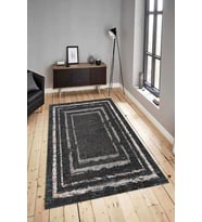 Dijital Baskılı Yıkanabilir Kaymaz Modern Renkli Salon Halısı Mutfak Halısı Yolluk ND-HY-1275 (Siyah)