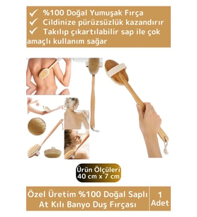 Özel Üretim %100 Doğal Yumuşak Selülit Önleyici Vücut Masajı Etkili Saplı At Kılı Banyo Duş Fırçası
