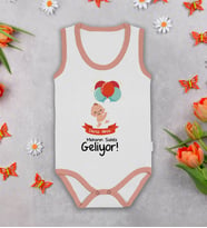 BK Kids Kişiye Özel Mekanın Sahibi Geliyor Pembe Biyeli Askılı Sıfır Kol Bebek Body Zıbın, Yeni Doğan Bebek Hediyesi