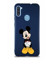 Samsung Galaxy A11 Soft Premier Kapak Mickey Mouse-A Tasarımlı Silikon Kılıf - Lacivert (Şeffaf)