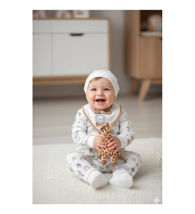 Erkek Bebek Zebra Battaniyeli 7 Li Zıbın Hastane Çıkış Seti (Beyaz)