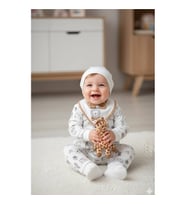 Erkek Bebek Zebra Battaniyeli 7 Li Zıbın Hastane Çıkış Seti (Beyaz)