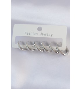 Pirinç Gümüş Renk Oval Küpe Seti 5886 - SSSSSS4233-9547
