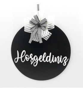 Lora Davet Ahşap Kapı süsü Hoşgeldiniz (1 Adet) Siyah - 54226