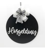 Lora Davet Ahşap Kapı süsü Hoşgeldiniz (1 Adet) Siyah - 54226