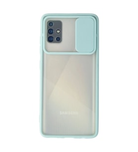 Samsung Galaxy A71 Kılıf Palm Buzlu Kamera Sürgülü Silikon - Turkuaz