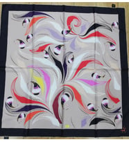 Abstract Desen Black Seri Twill Eşarp Eşarp Askısı ile Birlikte 90x90 cm Vizon S
