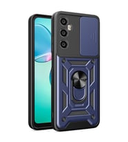 Realme C65 4G Kılıf Yüzüklü Standli Sürgülü Kamera Korumalı Tank Sert Silikon Kapak (Mavi)