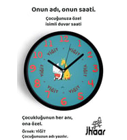 İsme Özel Zebra, Zürafa Çocuk Odası Duvar Saati Orta Boy 30 cm Siyah Camlı Sessiz